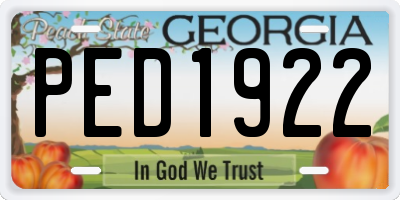 GA license plate PED1922