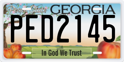 GA license plate PED2145