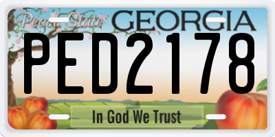 GA license plate PED2178