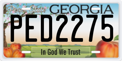 GA license plate PED2275