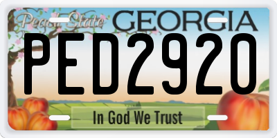 GA license plate PED2920
