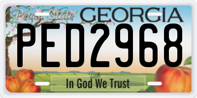GA license plate PED2968