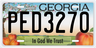 GA license plate PED3270