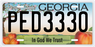 GA license plate PED3330