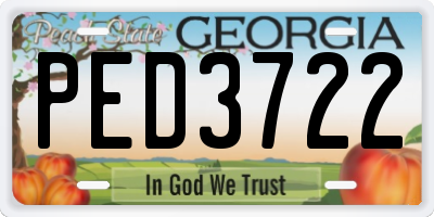GA license plate PED3722