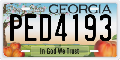 GA license plate PED4193