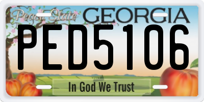 GA license plate PED5106