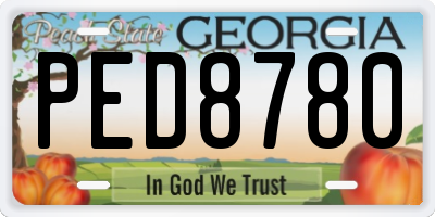 GA license plate PED8780