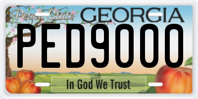GA license plate PED9000