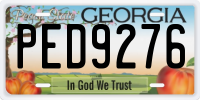 GA license plate PED9276