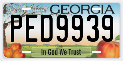 GA license plate PED9939