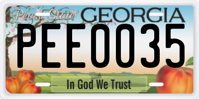 GA license plate PEE0035