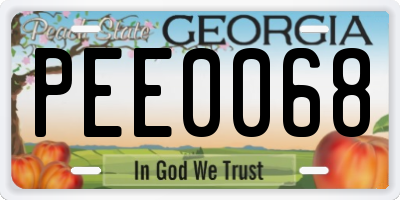 GA license plate PEE0068