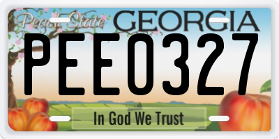 GA license plate PEE0327