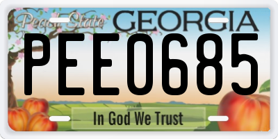 GA license plate PEE0685