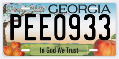 GA license plate PEE0933