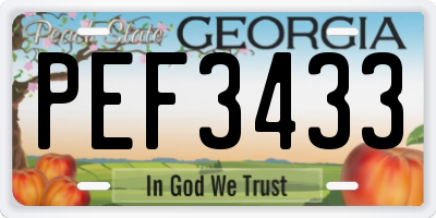 GA license plate PEF3433