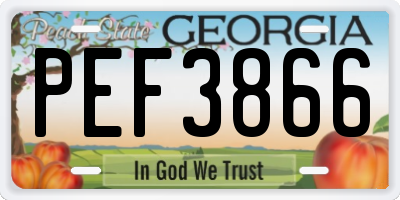 GA license plate PEF3866