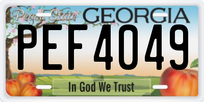GA license plate PEF4049