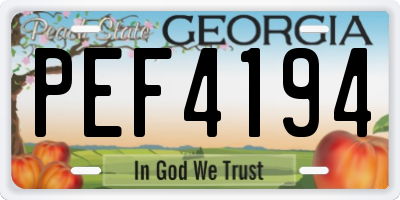 GA license plate PEF4194