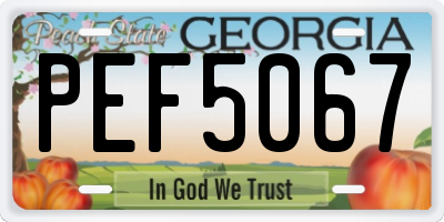 GA license plate PEF5067