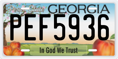 GA license plate PEF5936