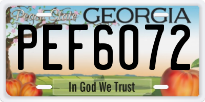 GA license plate PEF6072