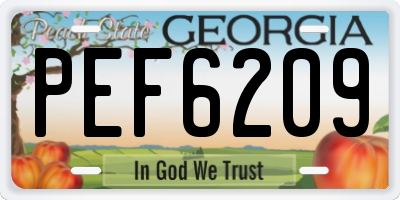 GA license plate PEF6209