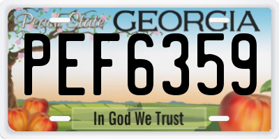 GA license plate PEF6359