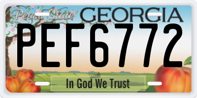 GA license plate PEF6772