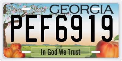 GA license plate PEF6919