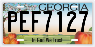 GA license plate PEF7127