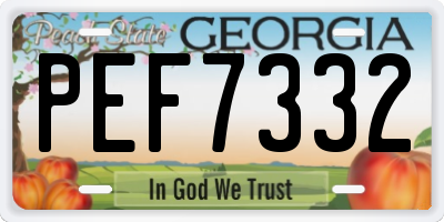 GA license plate PEF7332