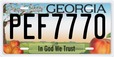 GA license plate PEF7770