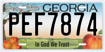 GA license plate PEF7874