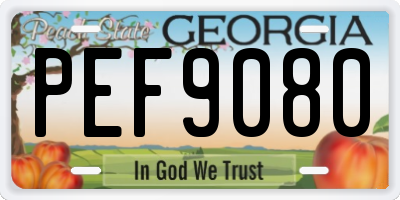 GA license plate PEF9080