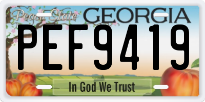 GA license plate PEF9419