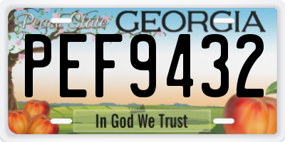 GA license plate PEF9432