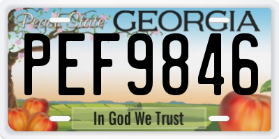 GA license plate PEF9846