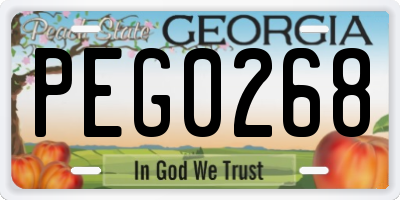 GA license plate PEG0268