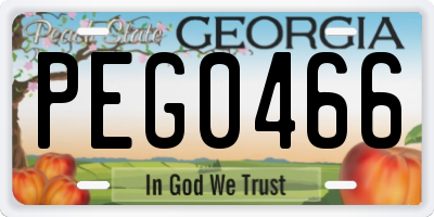 GA license plate PEG0466