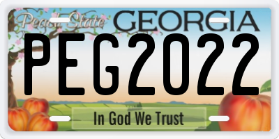 GA license plate PEG2022