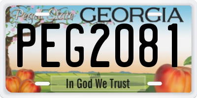 GA license plate PEG2081