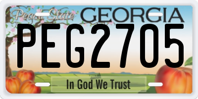 GA license plate PEG2705