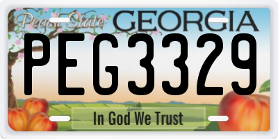 GA license plate PEG3329