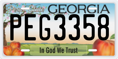 GA license plate PEG3358