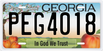 GA license plate PEG4018
