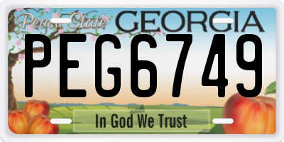 GA license plate PEG6749