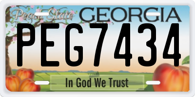GA license plate PEG7434