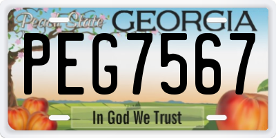 GA license plate PEG7567